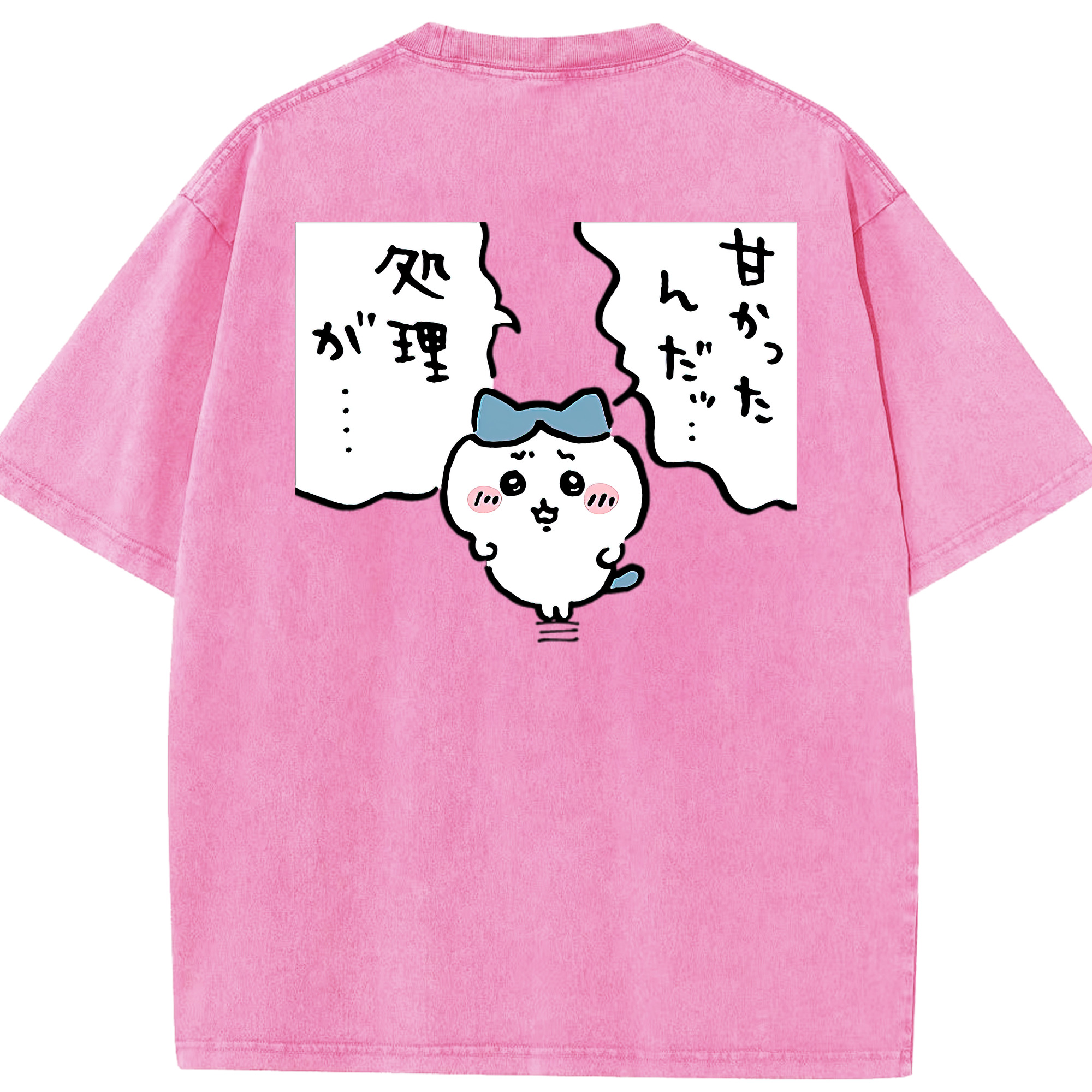 （画像用） ちいかわ ハチワレ Chii-kawa hachiware 綿100% ヴィンテージ風 半袖Tシャツ（背面プリント）